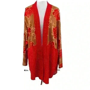 Red and brown FREE PEOPLE Kimono size S